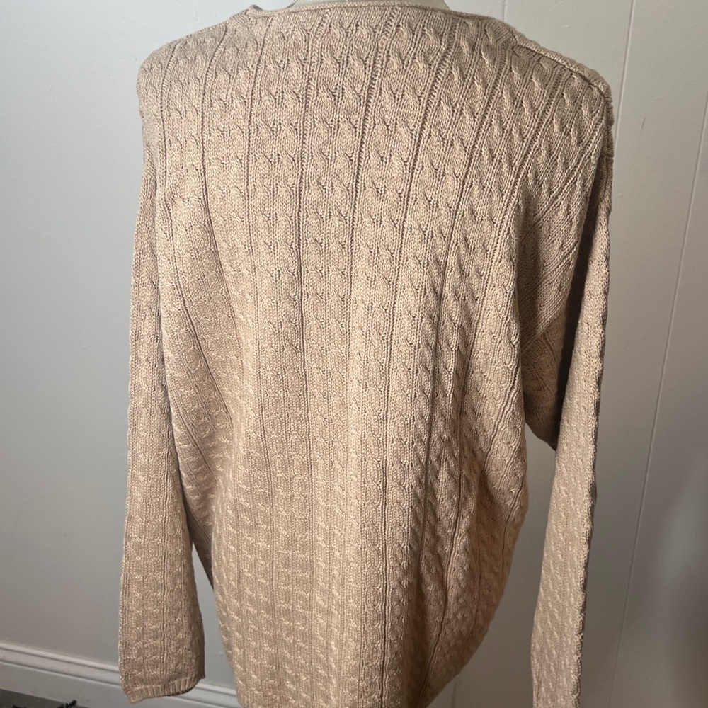 NWOT Charter Club Woven Beige  Sweater Cardigan VNeck Button Down Size Large - Picture 8 of 11